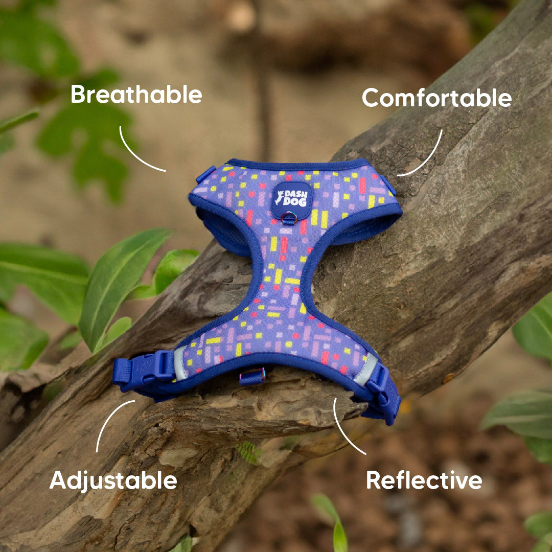 Dash Dog Pixel Easy Walk Harness For Dog - Purple - Heads Up For Tails