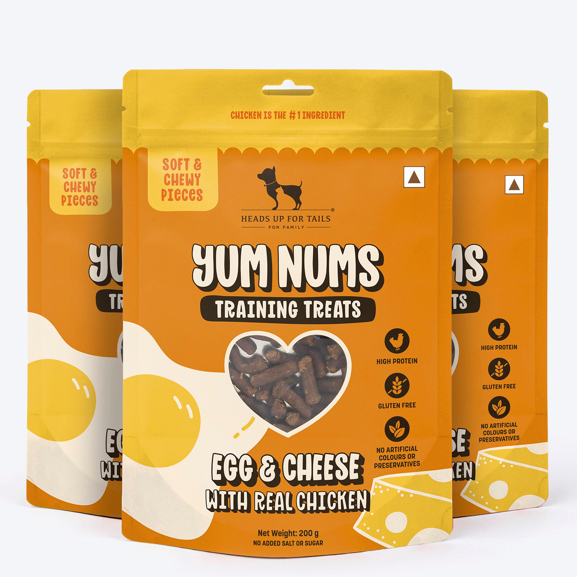 HUFT Yum Nums Soft & Chewy Sticks Egg & Cheese With Real Chicken Treat For Dogs - Heads Up For Tails