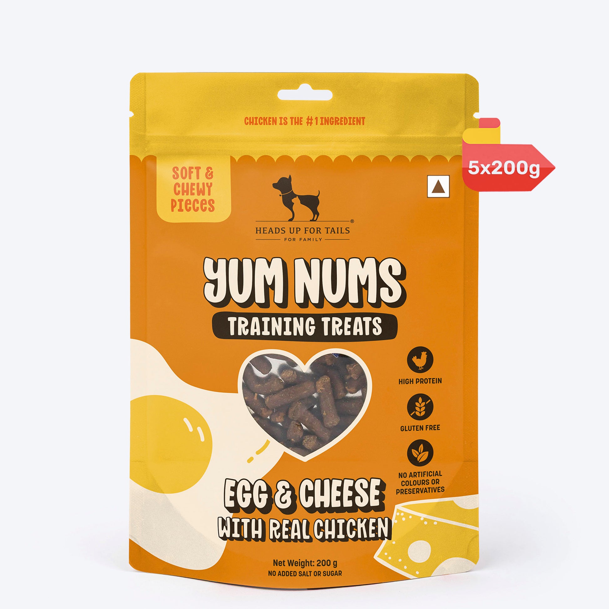 HUFT Yum Nums Soft & Chewy Sticks Egg & Cheese With Real Chicken Treat For Dogs - Heads Up For Tails
