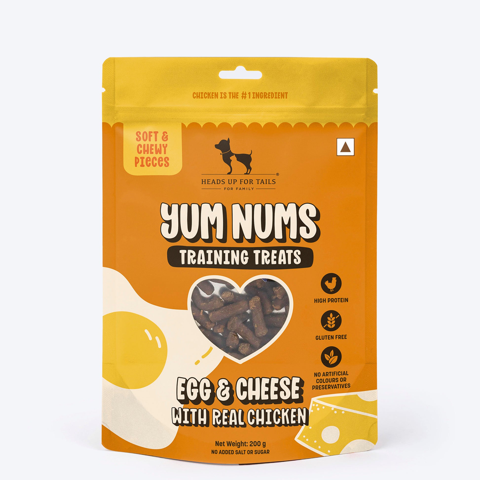 HUFT Yum Nums Soft & Chewy Sticks Egg & Cheese With Real Chicken Treat For Dogs - Heads Up For Tails