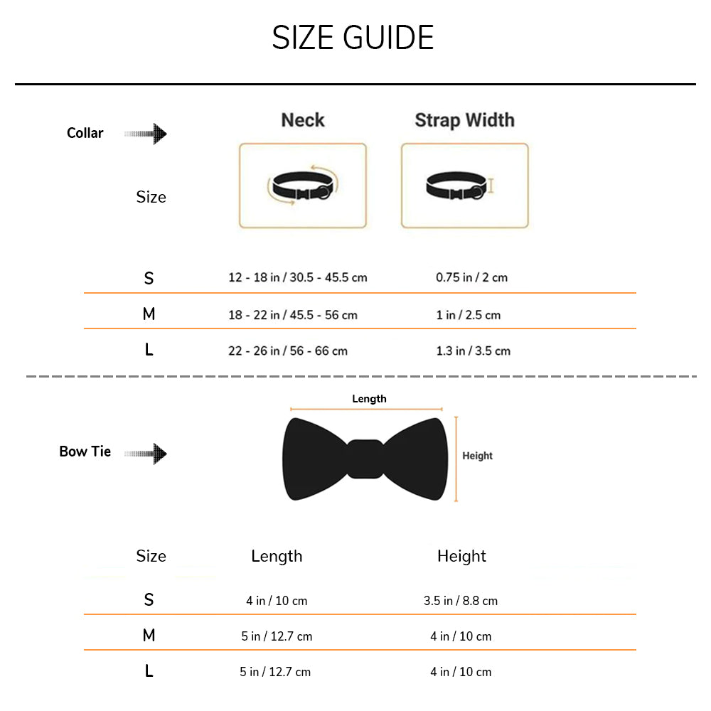 HUFT Personalised Gingham Fabric Collar With Bow Tie For Dogs - Black - Heads Up For Tails