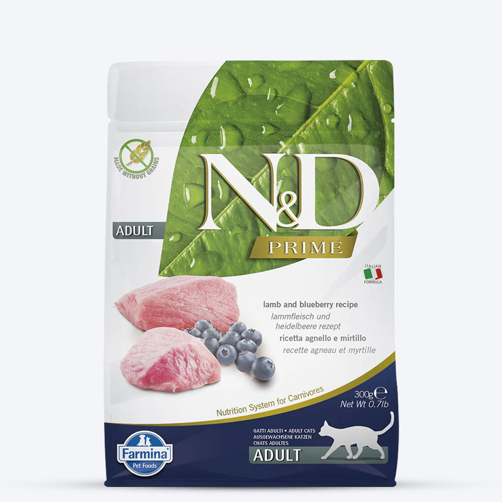 Farmina N&D Lamb & Blueberry Grain Free Adult Dry Cat Food - Heads Up For Tails
