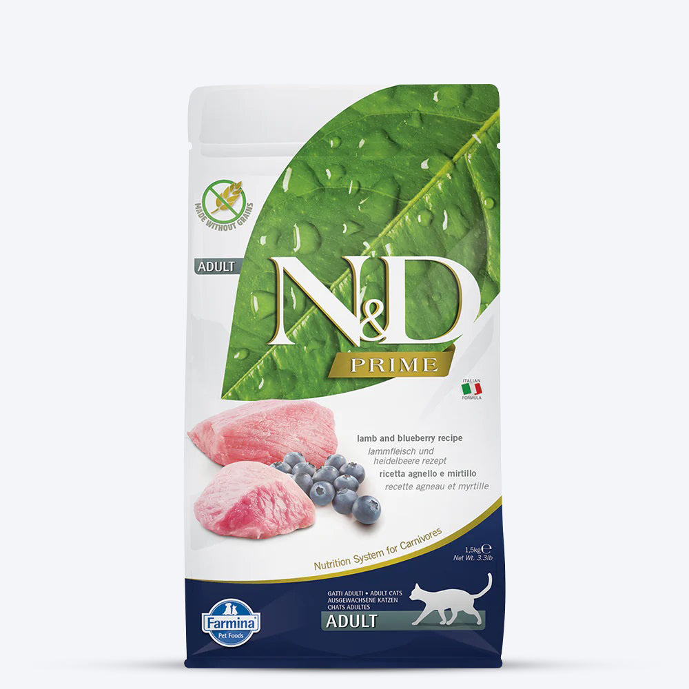 Farmina N&D Lamb & Blueberry Grain Free Adult Dry Cat Food - Heads Up For Tails