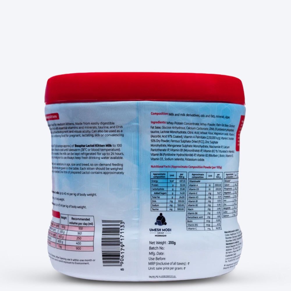 Beaphar Lactol Milk Replacement Powder Dry Food For New Born Kitten - Heads Up For Tails