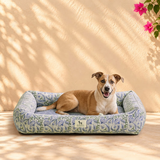 HUFT Jaipuri Baagh Lounger Dog Bed - Indigo