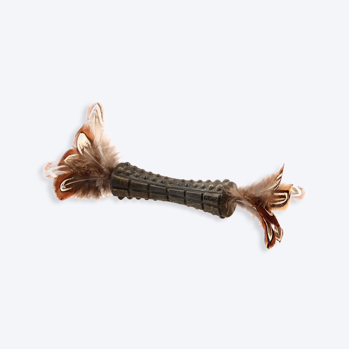 GiGwi Catnip Johnny Stick Cat Toy (with Double Side Feathers) - Brown - Heads Up For Tails