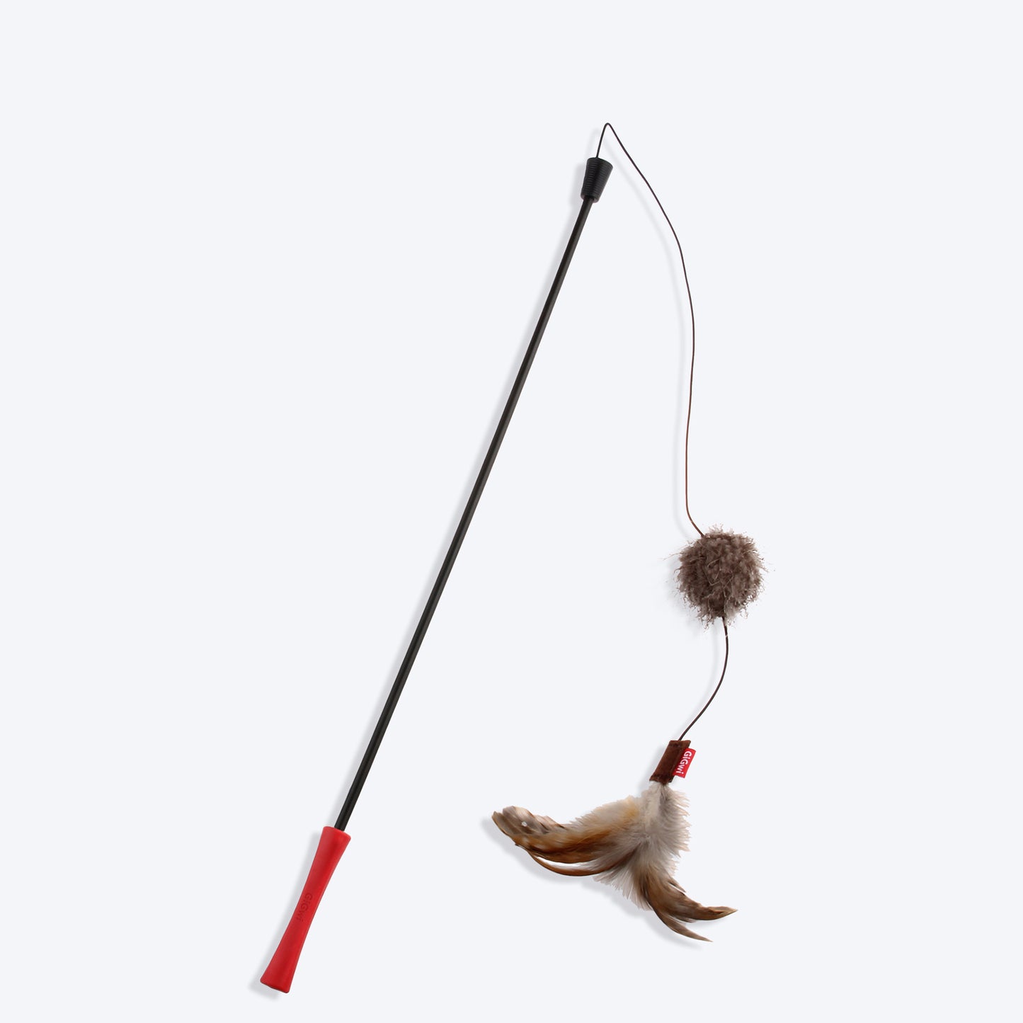 GiGwi Catwand 'Feather Teaser' with Natural Feather Plush Tail and TPR Handle - Heads Up For Tails