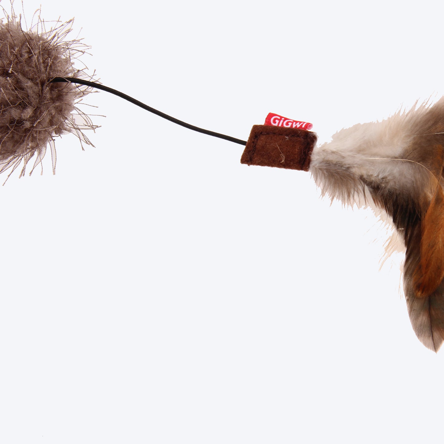 GiGwi Catwand 'Feather Teaser' with Natural Feather Plush Tail and TPR Handle - Heads Up For Tails