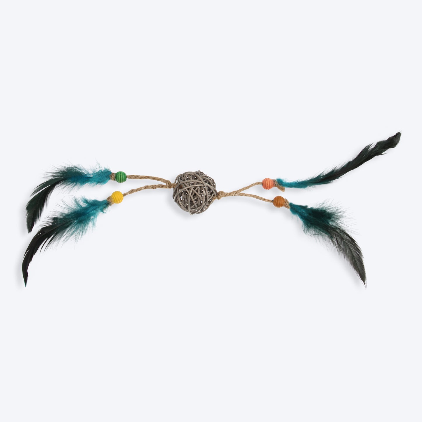GiGwi Eco Line Catch And Scratch Cat Toy With Rattle Wood Green Feathers - Heads Up For Tails