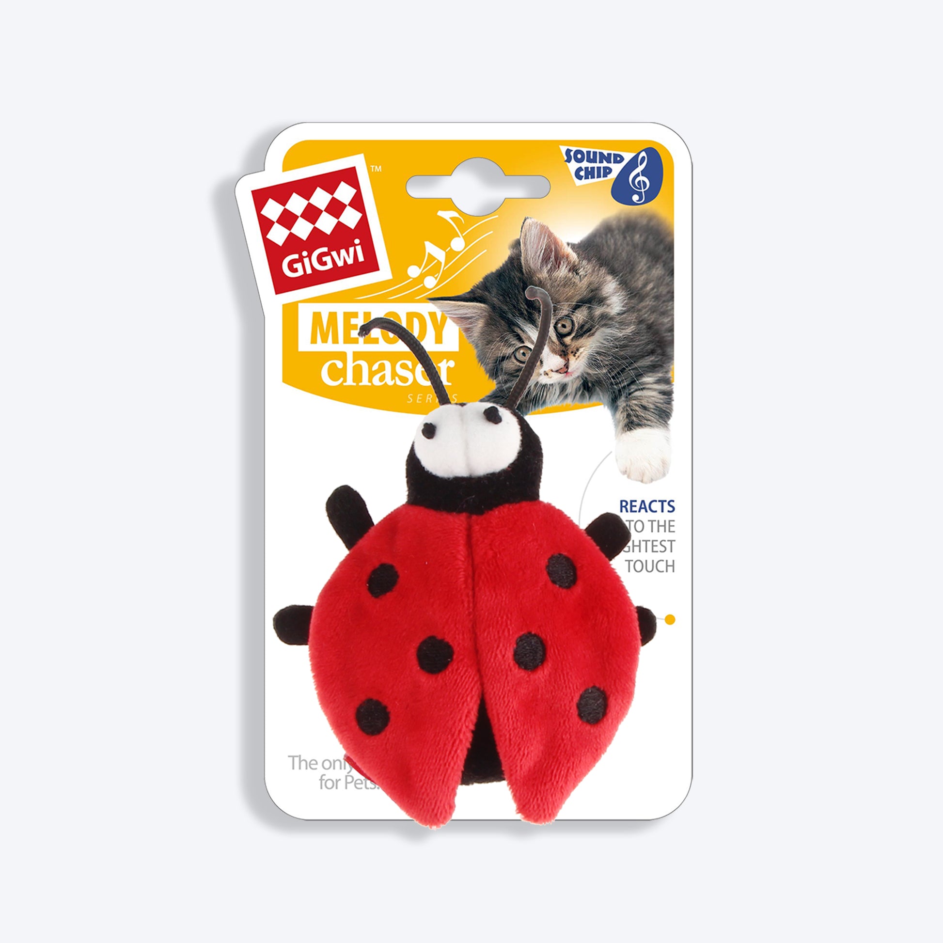 GiGwi Melody Chaser with Motion Activated Sound Chip Cat Toy- Beetle - Heads Up For Tails