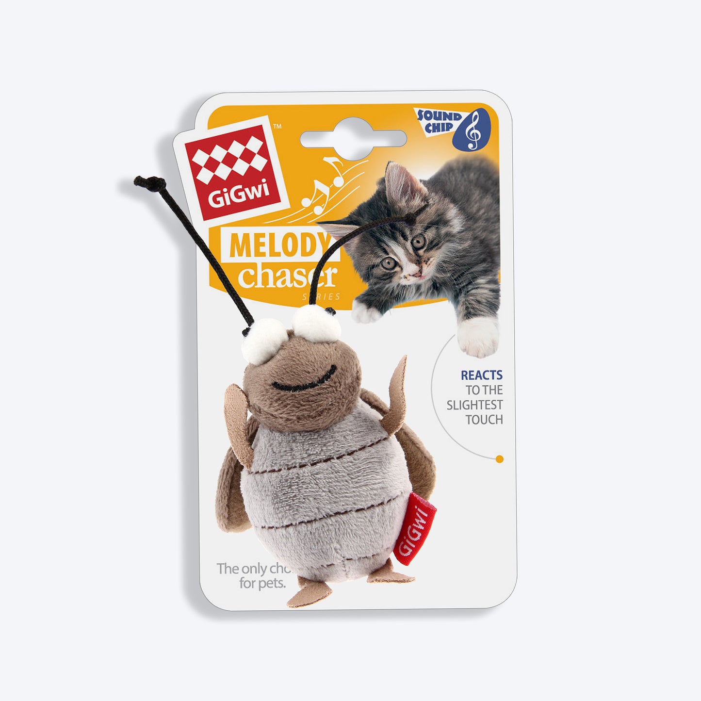 GiGwi Melody Chaser with Motion Activated Sound Chip Cat Toy - Cricket - Heads Up For Tails