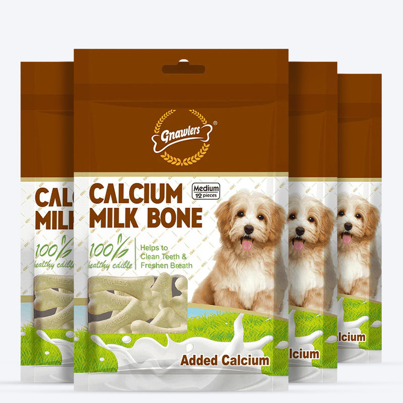 Gnawlers Calcium Milk Bone Dog Treats - Medium - Heads Up For Tails