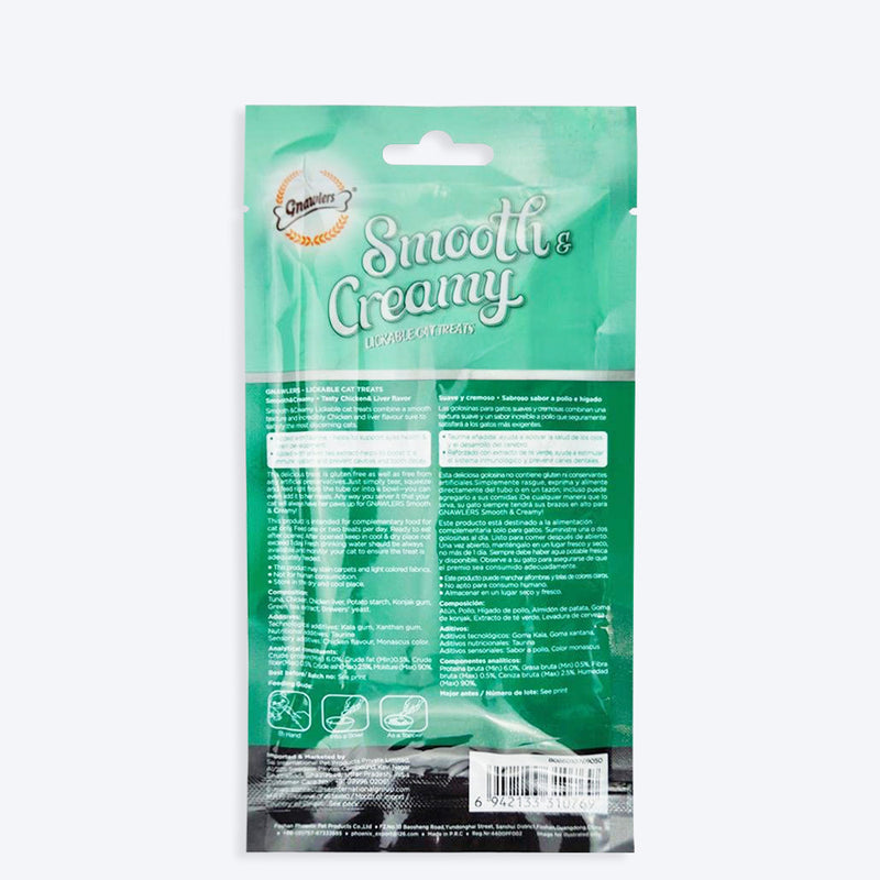 Gnawlers Creamy Treats Chicken and Liver Flavour for Cats- 60 g packs - Heads Up For Tails