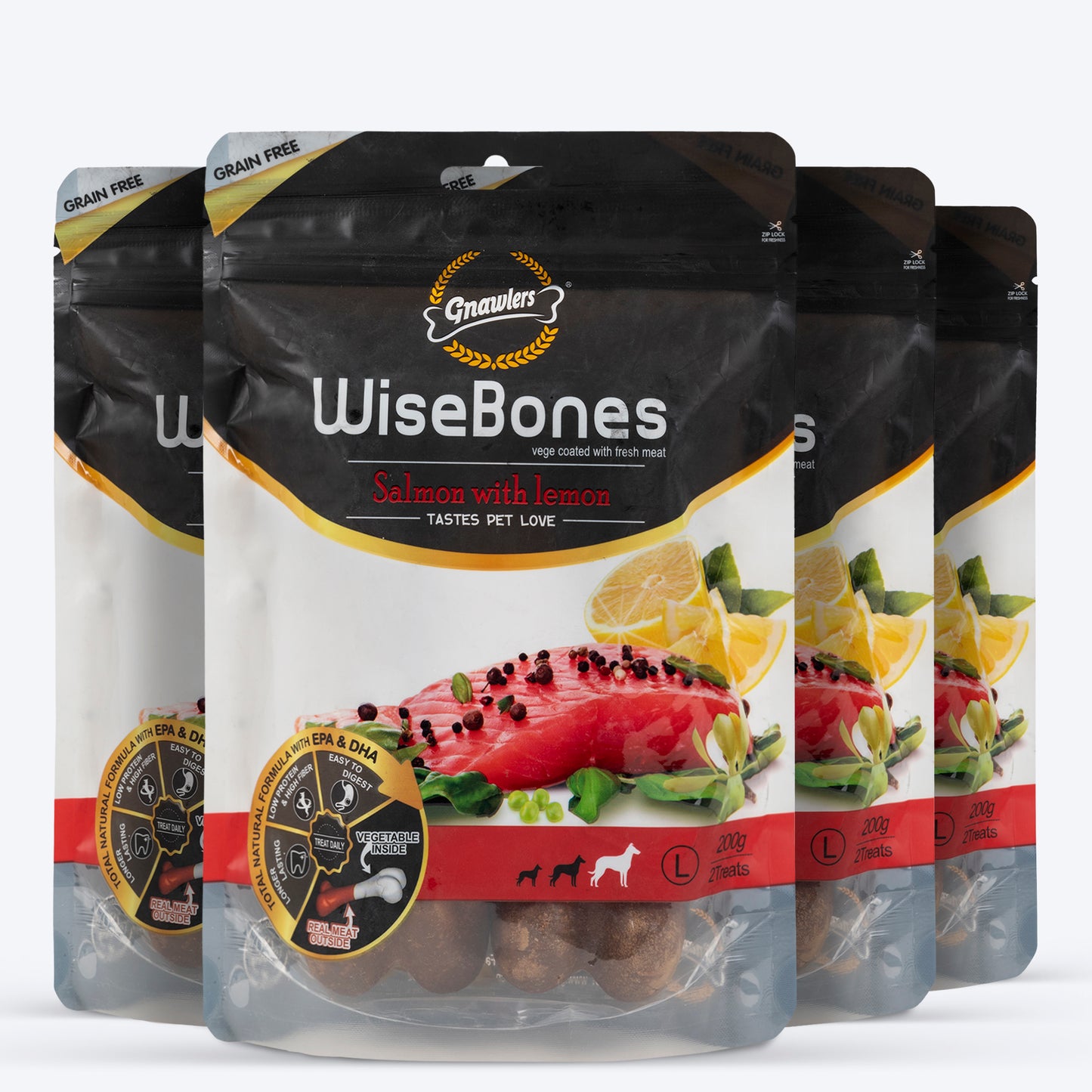 Gnawlers Wisebones Dog Treat - Salmon with Lemon - 200 g_04