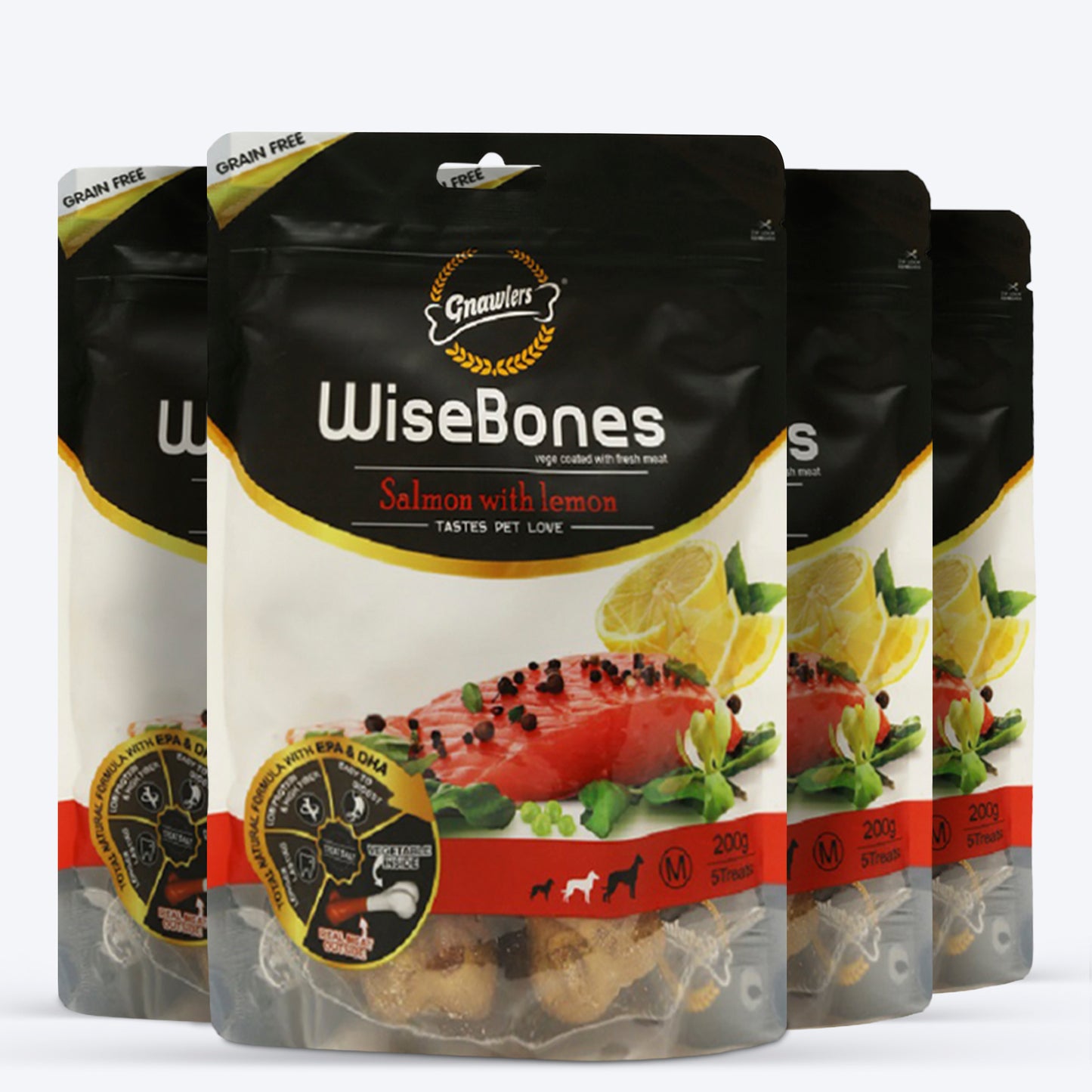 Gnawlers Wisebones Dog Treat - Salmon with Lemon - 200 g_05