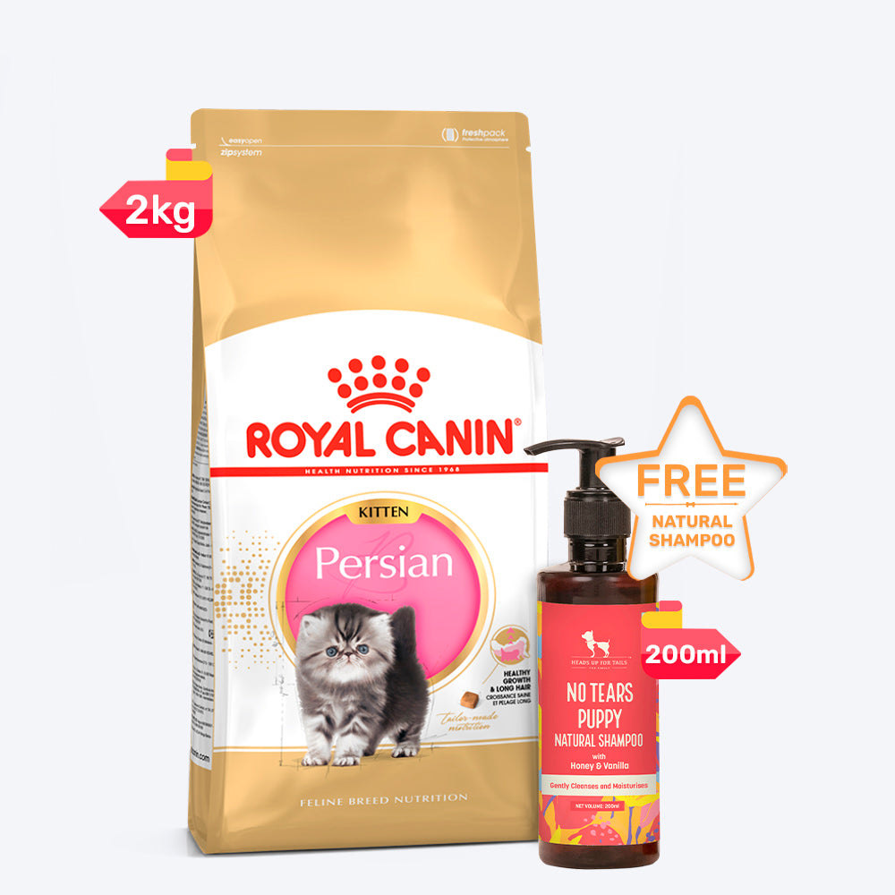 Royal Canin Kitten Dry Food & HUFT Vanilla & Honey Shampoo Combo : Happy Tummy & Healthy Coat - 2 kg - Heads Up For Tails