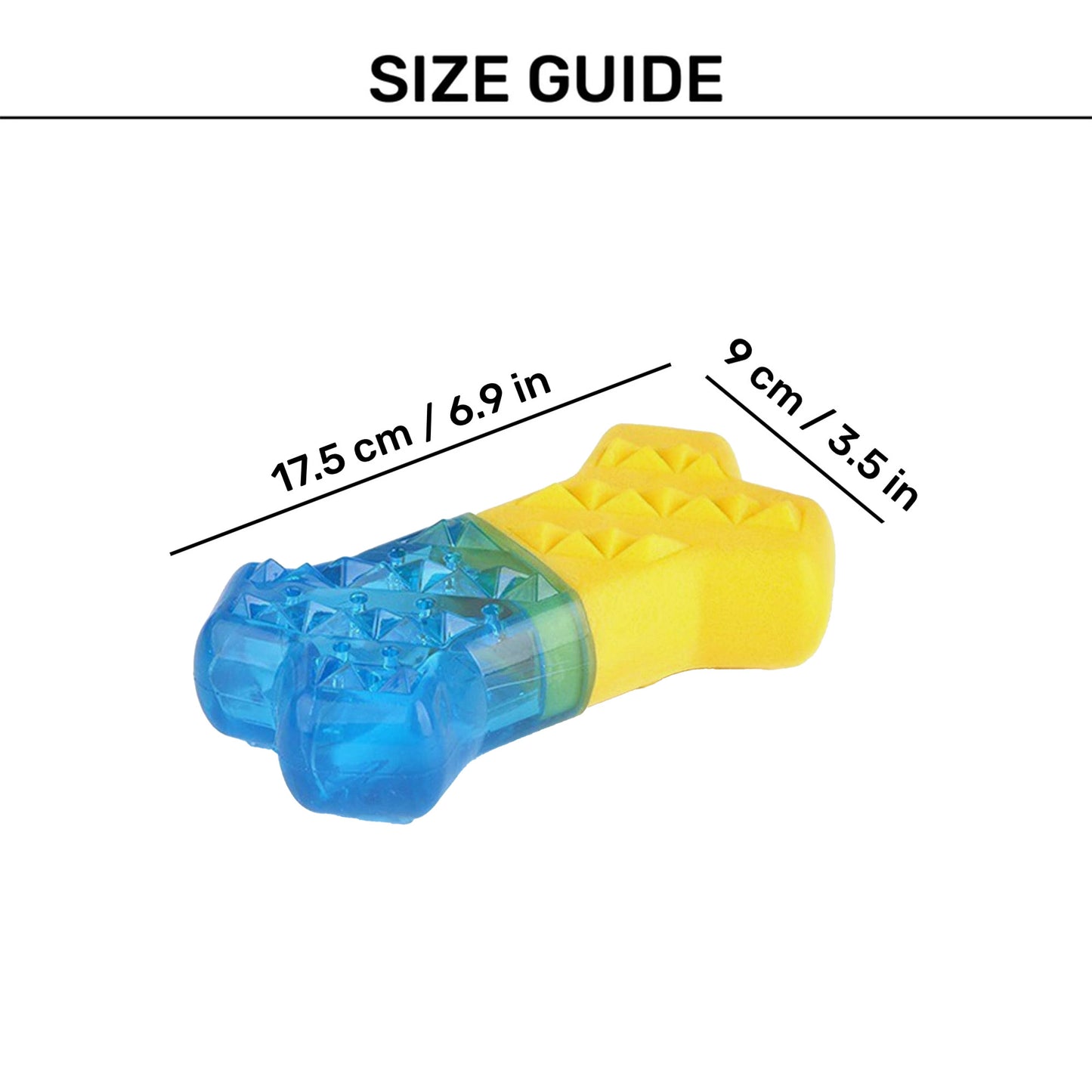 Holy Paws Bone Chilled Chew Toy For Dog - Blue & Yellow - Heads Up For Tails