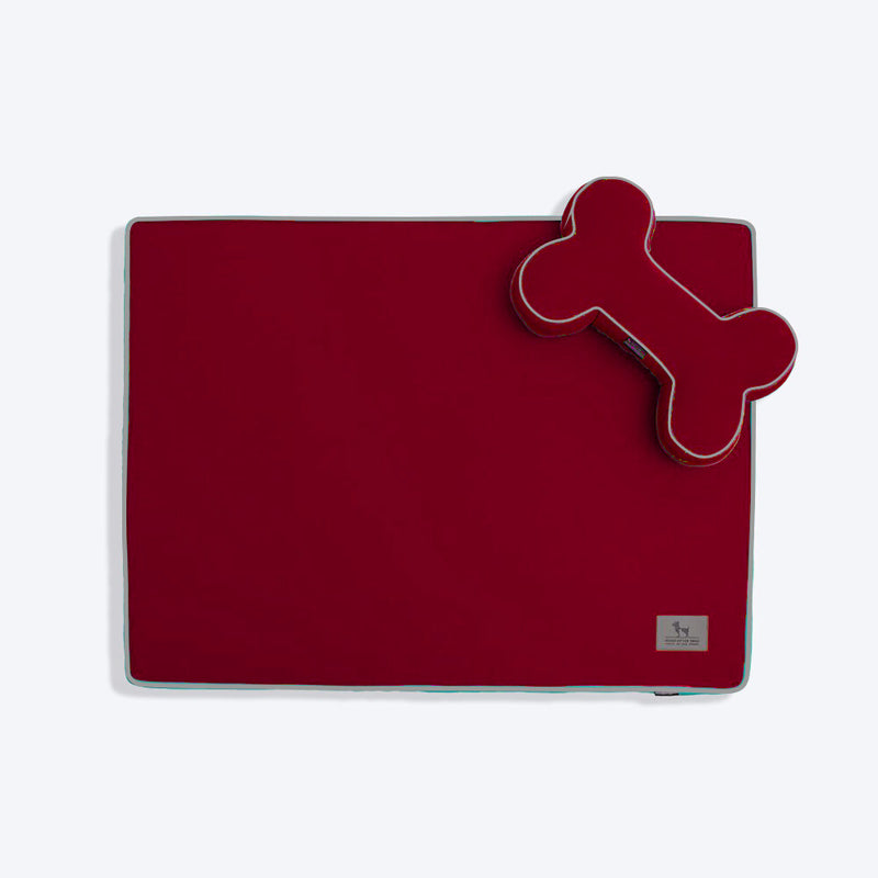 HUFT Made To Order Orthopaedic Dog Bed (Free Bone Cushion) - Maroon - Heads Up For Tails