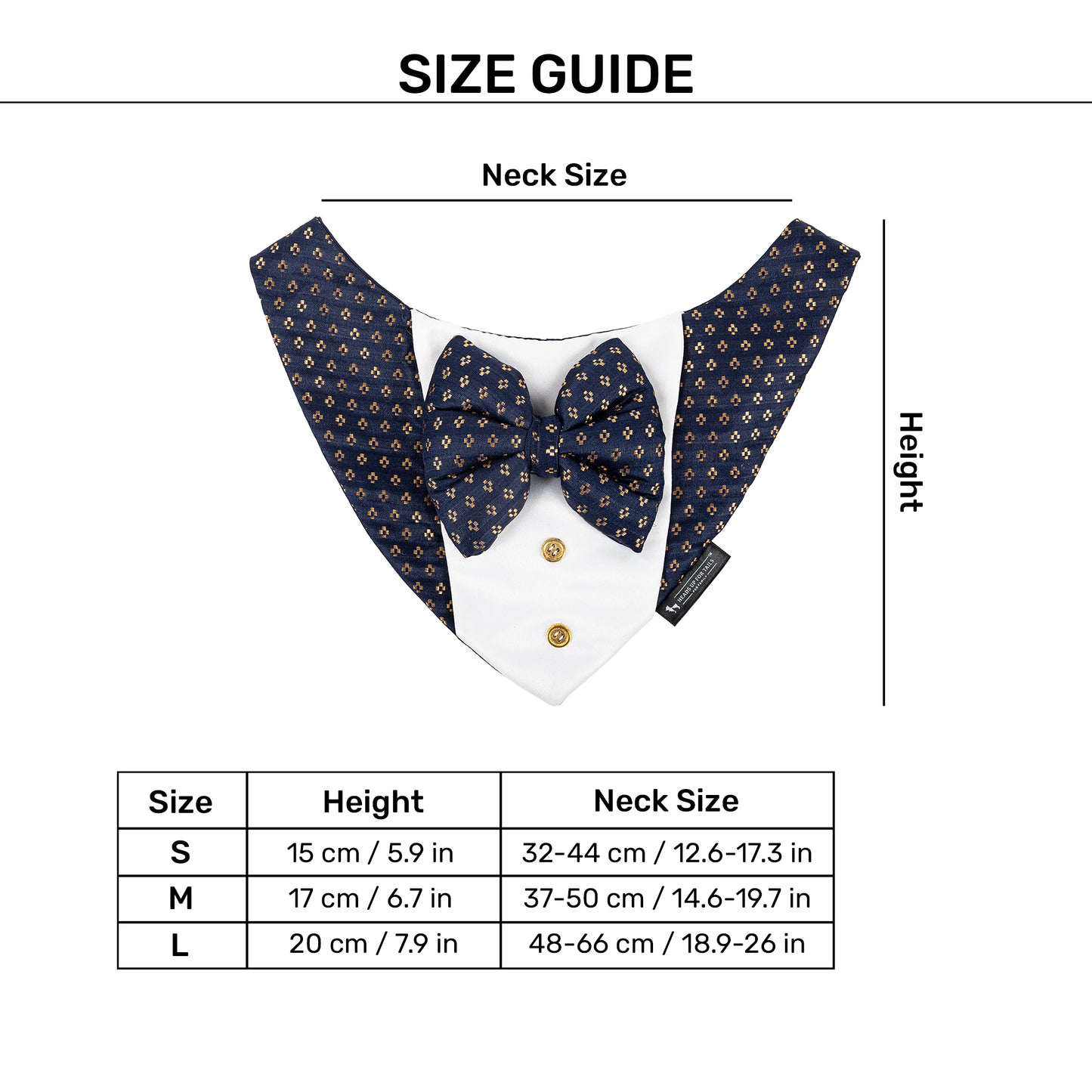 HUFT Shahi Paws Tuxedo Bandana For Dog - Blue - Heads Up For Tails