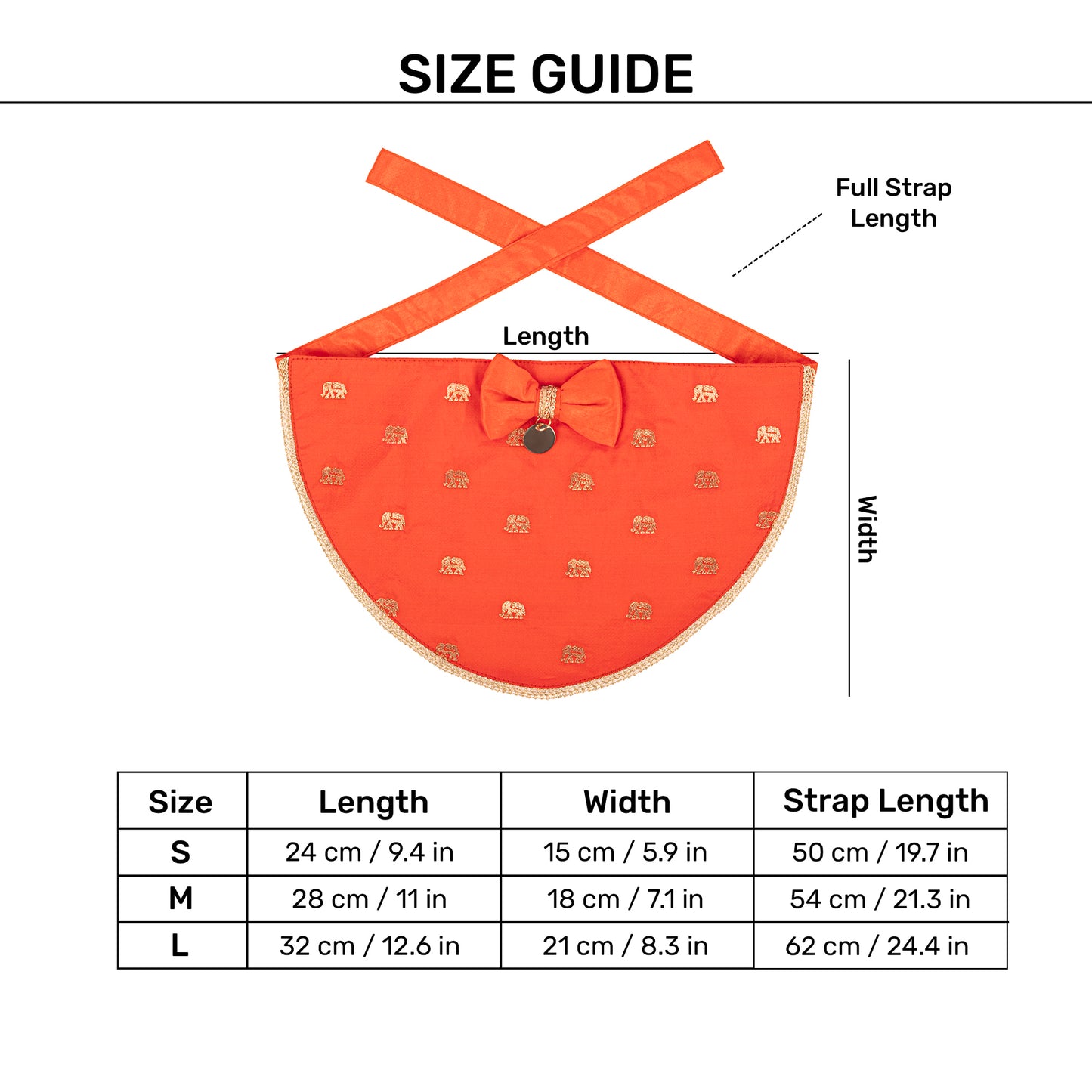 HUFT Royal Elephant Bandana For Dog - Orange - Heads Up For Tails