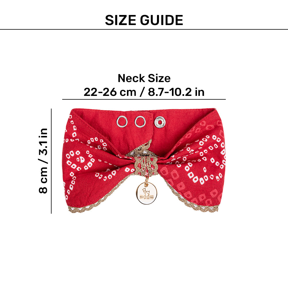 HUFT Bandhani Breeze Scarf For Dog & Cat - Red - Heads Up For Tails