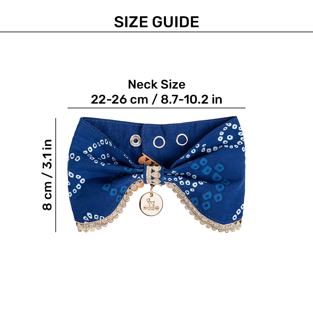 HUFT Bandhani Breeze Scarf For Dog & Cat - Blue - Heads Up For Tails