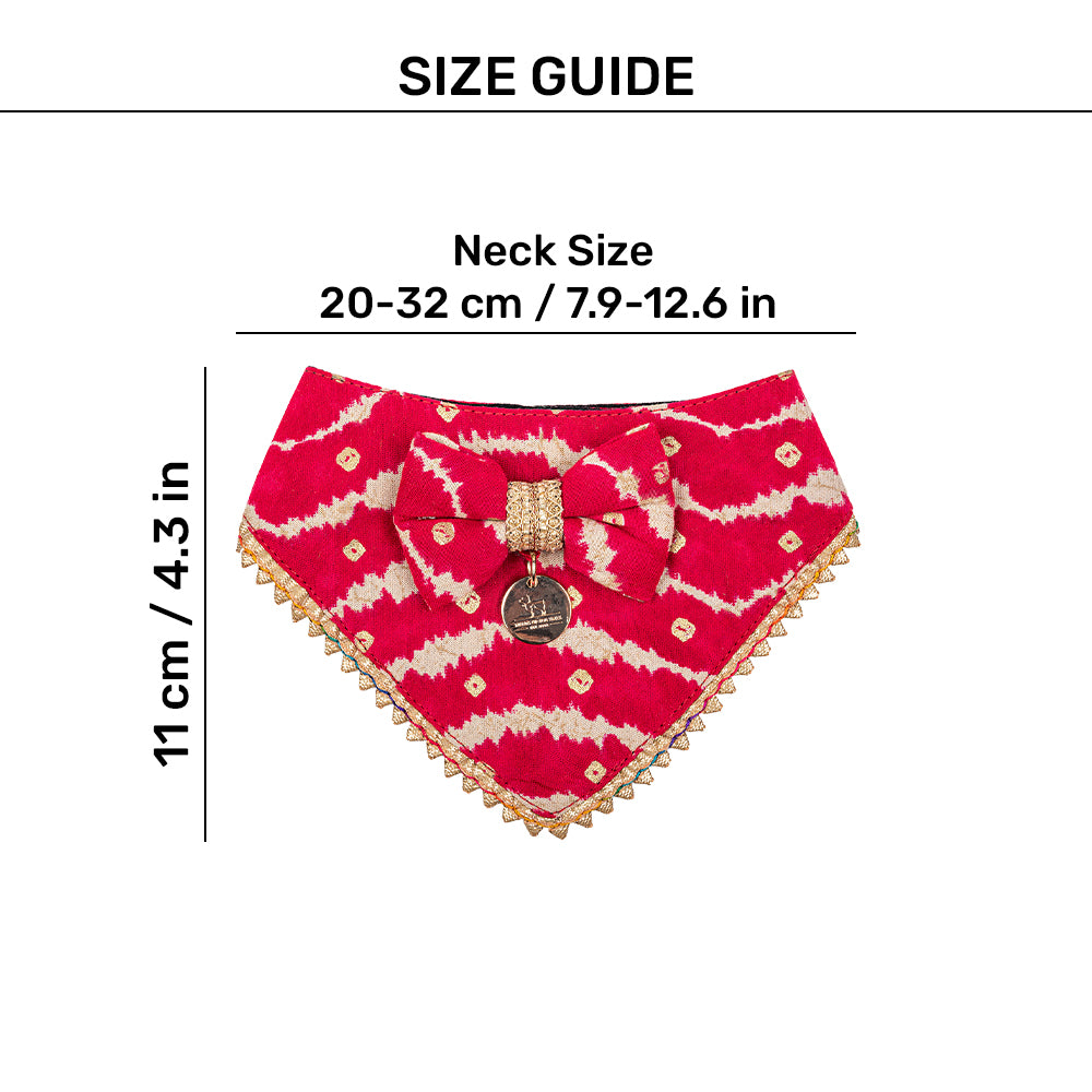 HUFT Leheriya Luxe Scarf For Cat - Pink - Heads Up For Tails