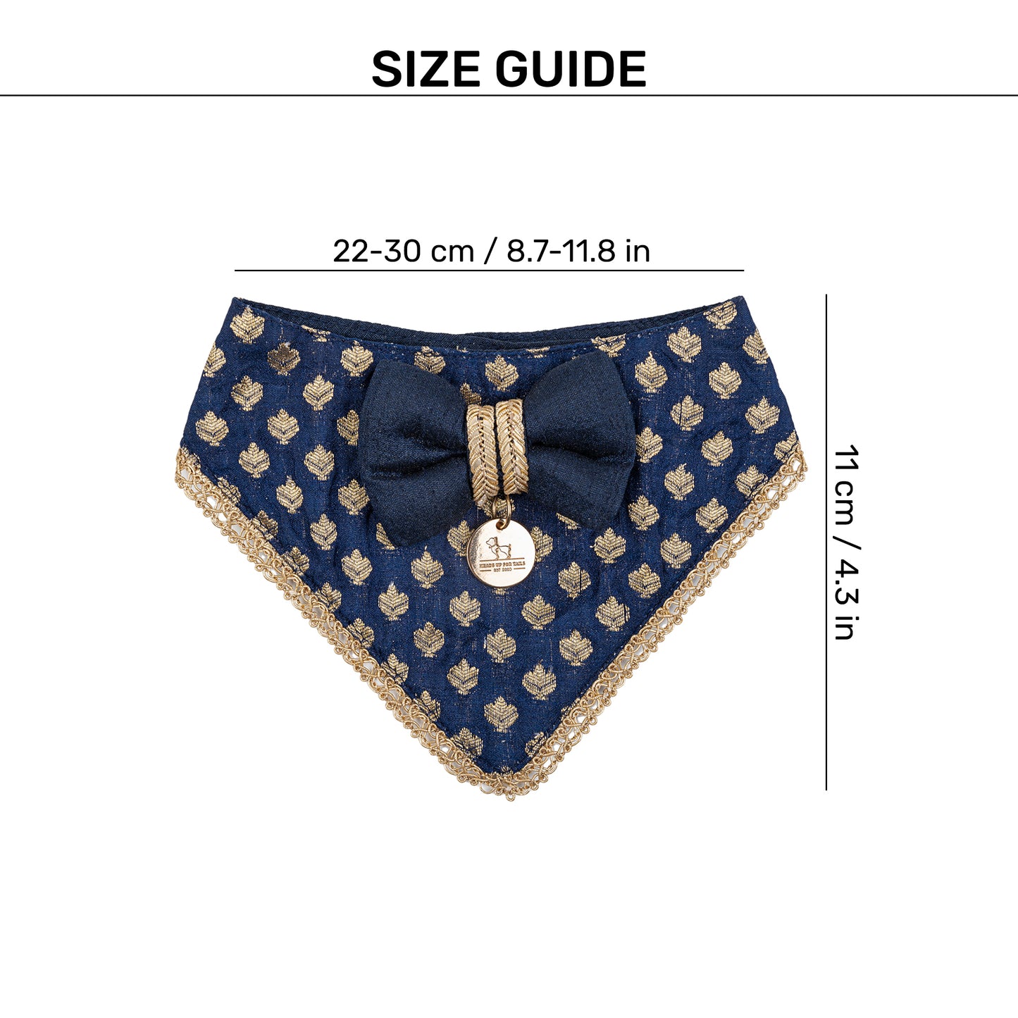 HUFT Brocade Dazzle Pet Scarf For Cat & Puppy - Blue - Heads Up For Tails