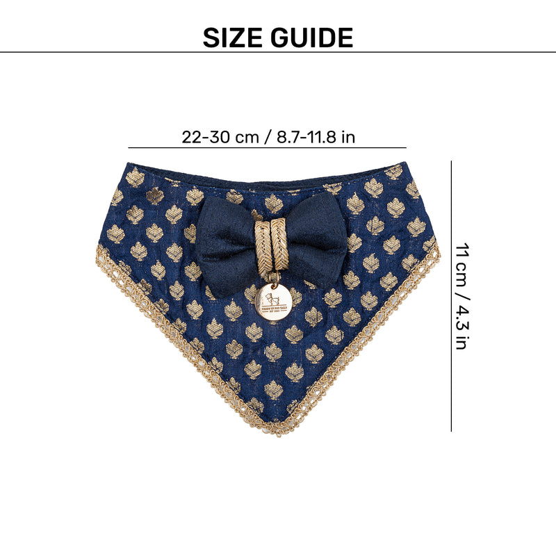 HUFT Brocade Dazzle Pet Scarf For Cat & Puppy - Blue - Heads Up For Tails