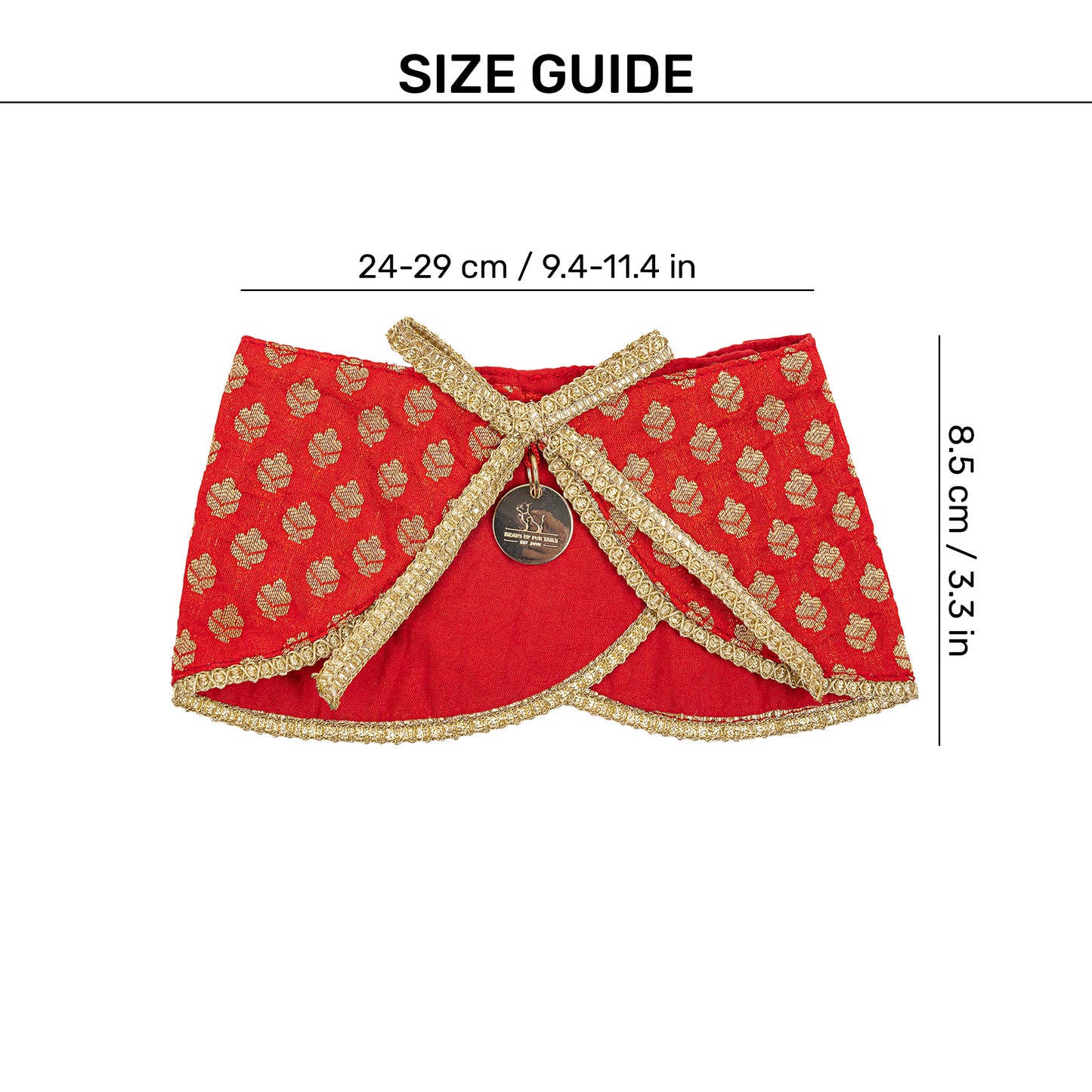 HUFT Brocade Dazzle Pet Scarf For Cat & Puppy - Red - Heads Up For Tails