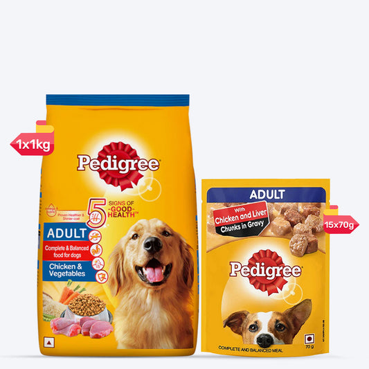 Pedigree Best Of Both Combo For Adult Dogs - Pack of 2 - Heads Up For Tails