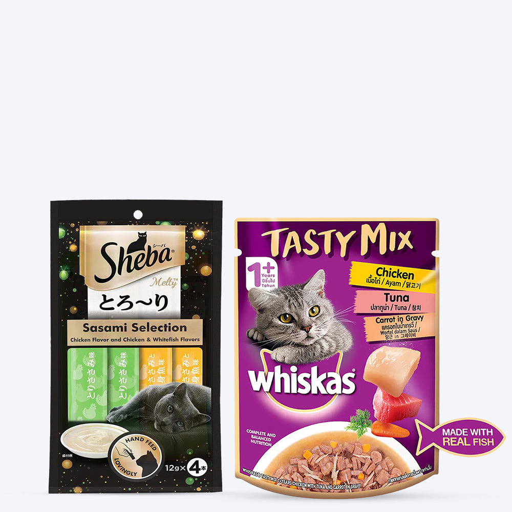 Whiskas & Sheba Duo Combo For Adult Cat - Pack of 2 - Heads Up For Tails
