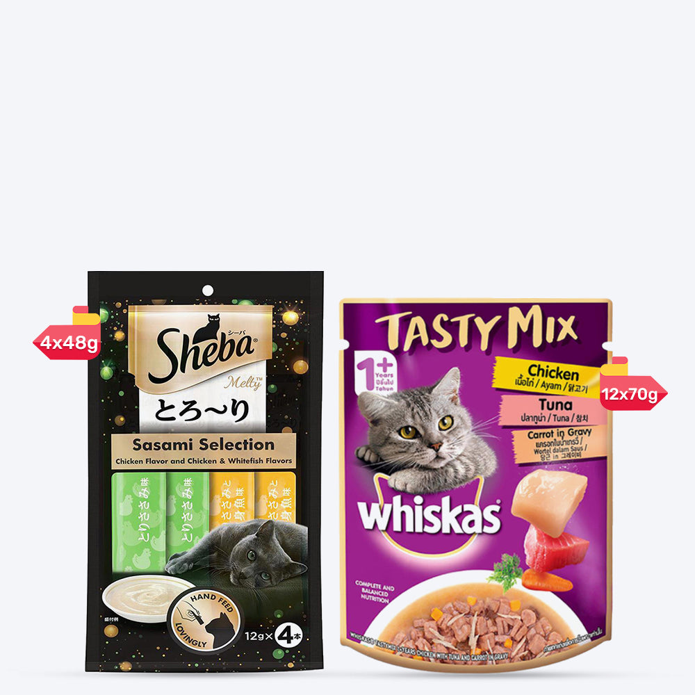 Whiskas & Sheba Adult Cat Duo Combo - Pack of 2 - Heads Up For Tails
