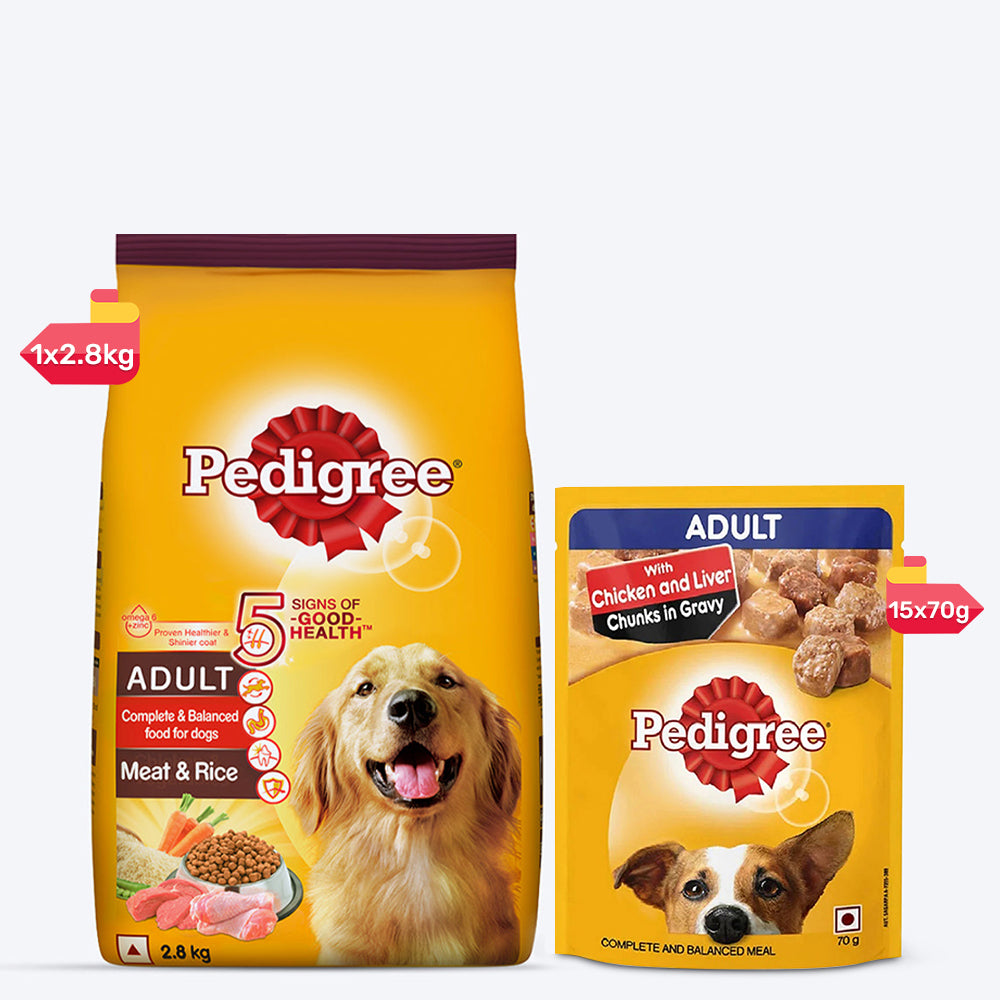 Pedigree Healthy Food Combo For Adult Dogs Pack of 2 Heads Up