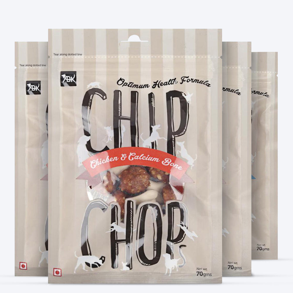 Chip Chops Dog Treats - Chicken & Calcium Bone - 70 g - Heads Up For Tails