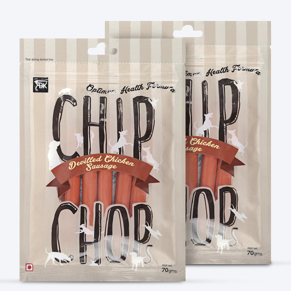 Chip Chops Dog Treats - Devilled Chicken Sausage - 70 g - Heads Up For Tails