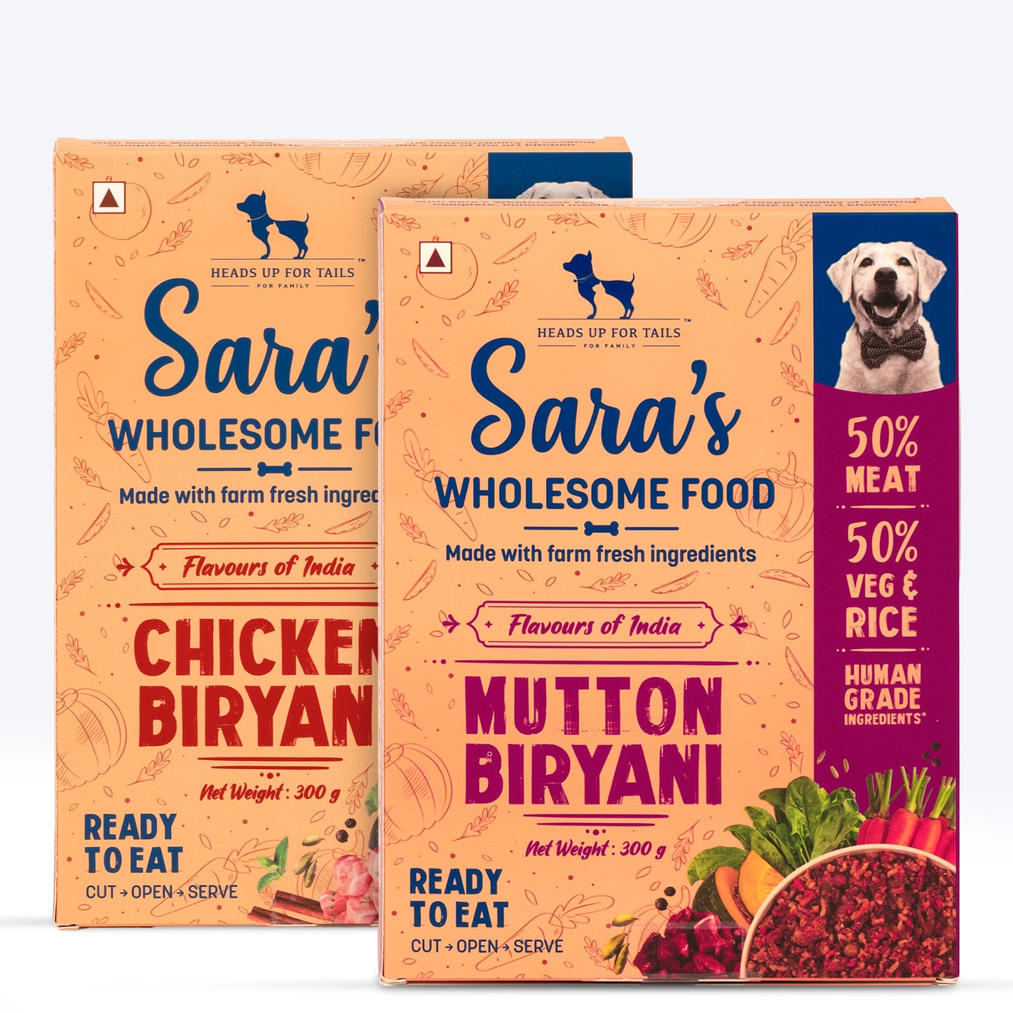 Sara's Wholesome Biryani Dog Food - Flavours of India - (2 x 300 g) - Heads Up For Tails