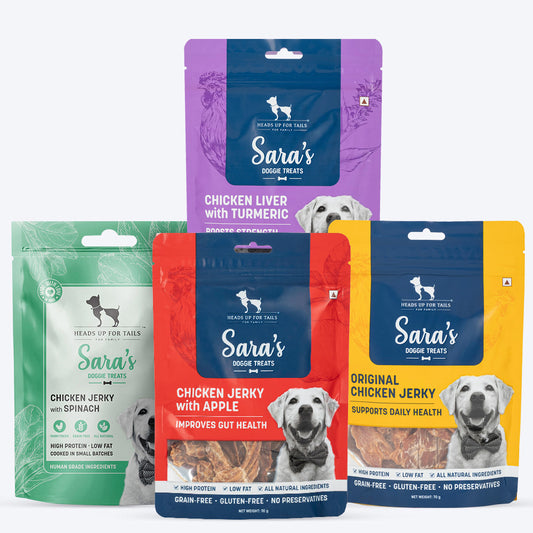 Sara's Meaty Treat Combo - Dehydrated Dog Treats - Pack of 4 (70 g Each)