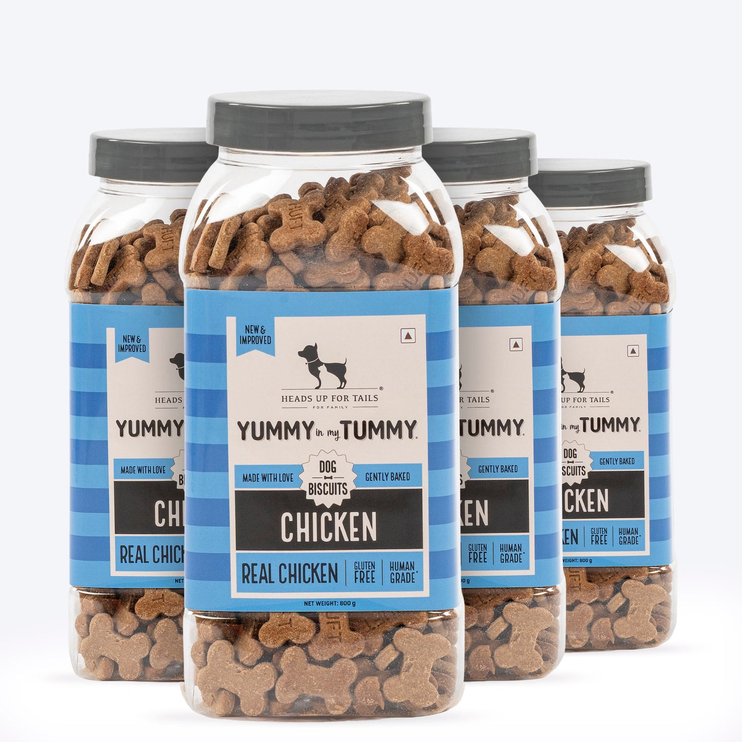 HUFT Yummy In My Tummy Chicken Gluten-Free Dog Biscuits 100% Human-Grade, Oven-Baked, Wheat-Free Treats - Heads Up For Tails