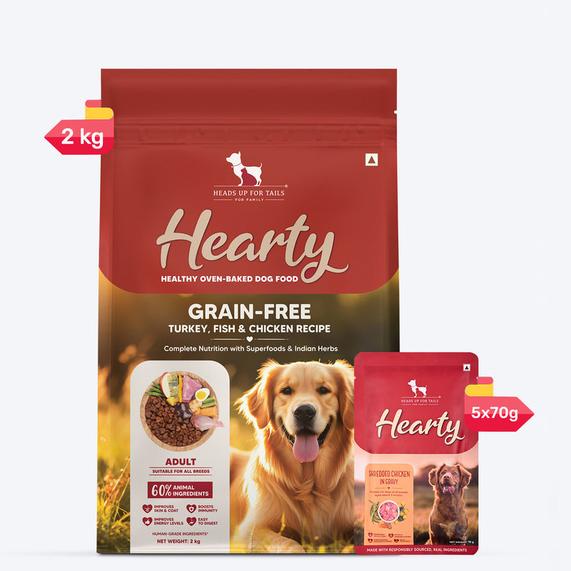 Hearty Grain-Free Adult Dog Food Turkey Fish & Chicken