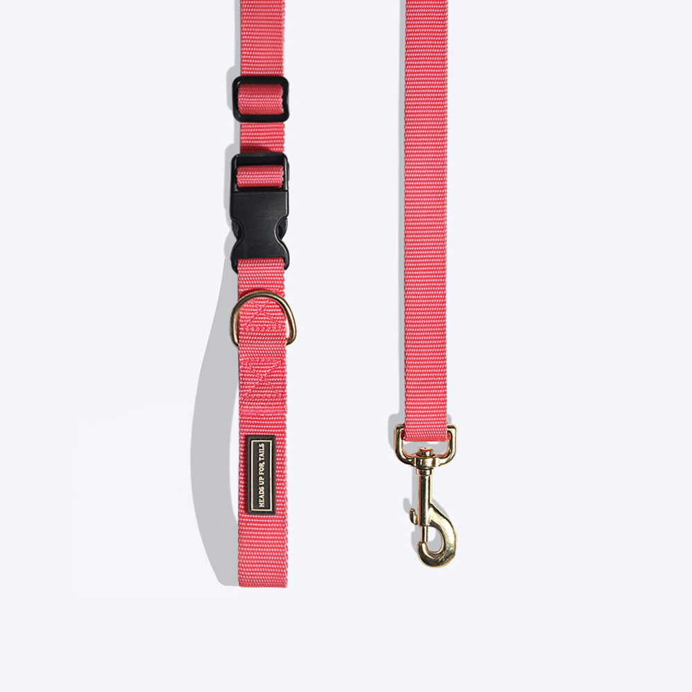 HUFT Adjustable Nylon Dog Leash - Pink - 1.7 m - Heads Up For Tails