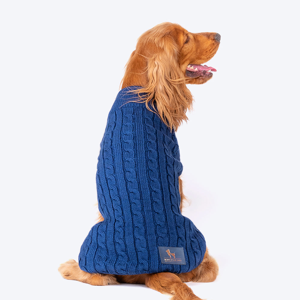 HUFT Cable Knit Dog Sweater - Lazuli Blue - Heads Up For Tails