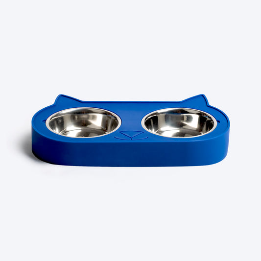 HUFT Cat Face Double Diner For Cats (Blue) - Heads Up For Tails