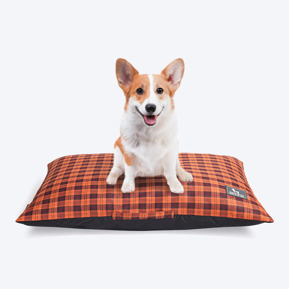 HUFT Checkered Dog Bed - Orange (Made to Order) - Heads Up For Tails