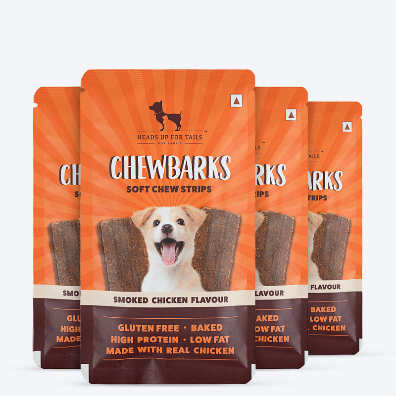 HUFT Chewbarks Smoked Chicken Soft Chew Strips Treat For Dogs - 30g - Heads Up For Tails