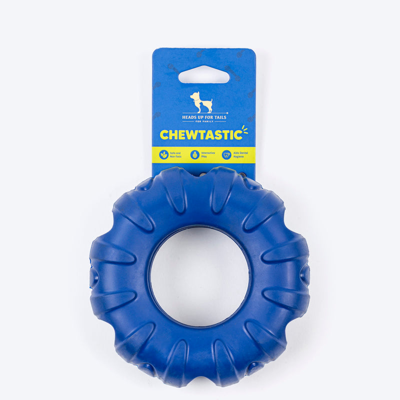 HUFT Chewtastic Roll-A-Tyre Chew Toy For Dog - Blue - Heads Up For Tails