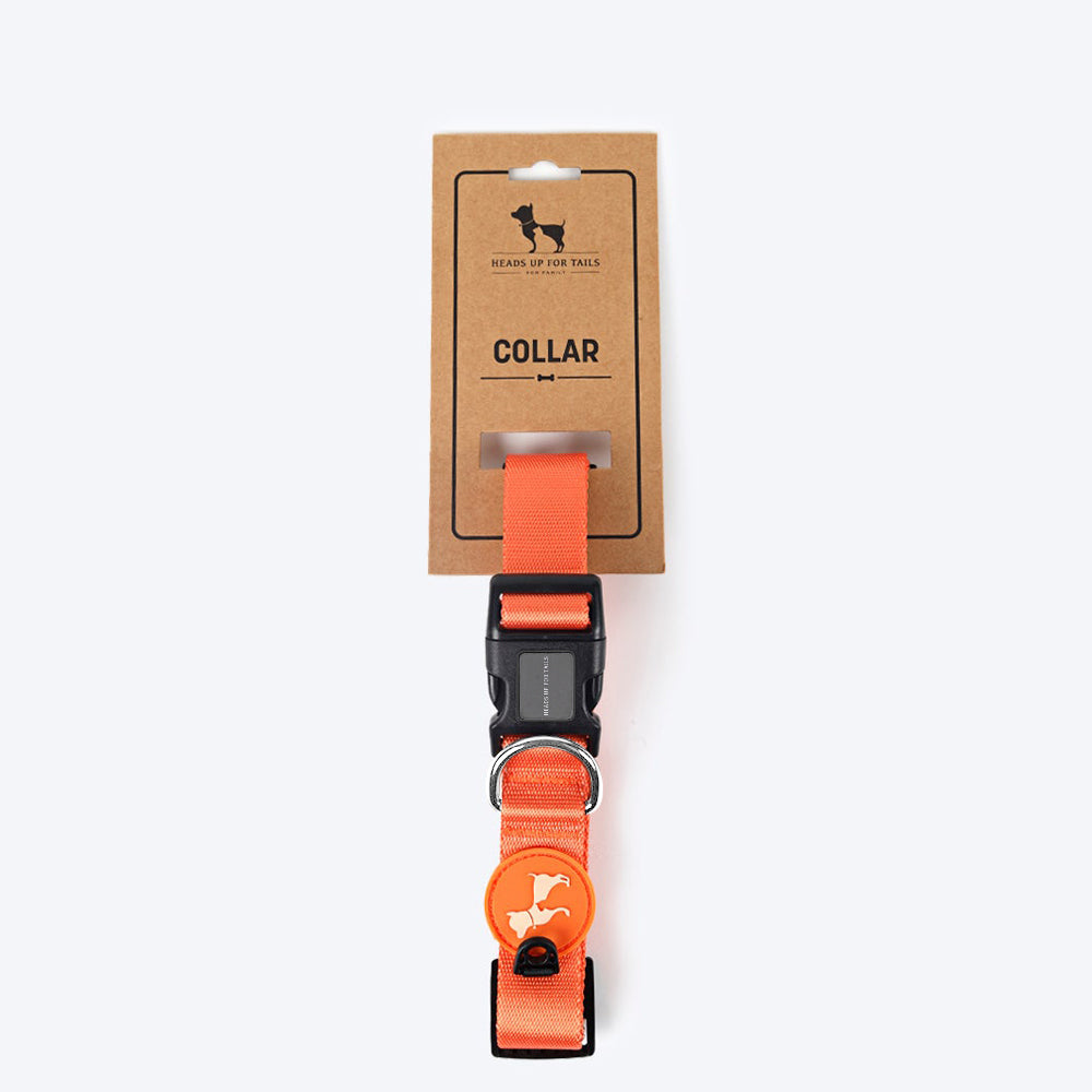 HUFT Classic Dog Collar - Orange (Can be Personalised) - Heads Up For Tails