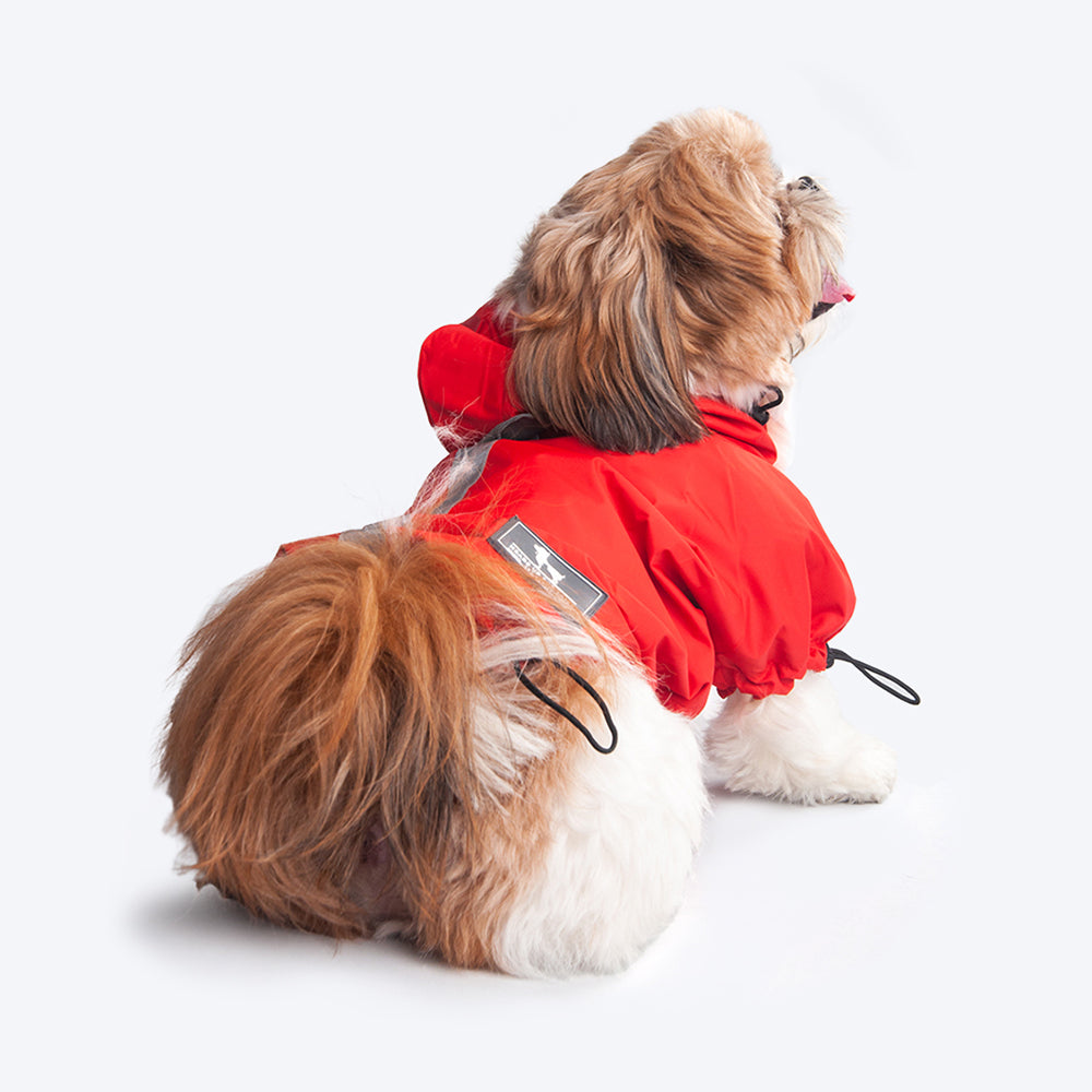 HUFT Drizzle Buddy Dog Raincoat - Red - Heads Up For Tails