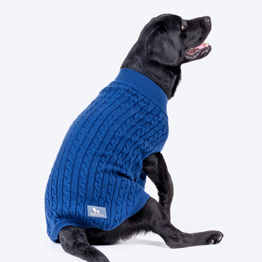 HUFT Cable Knit Dog Sweater - Lazuli Blue - Heads Up For Tails