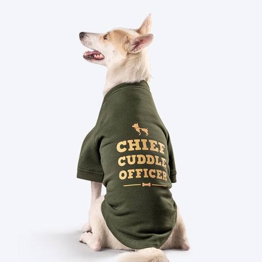 HUFT Chief Cuddle Officer Pet Sweatshirt - Green - Heads Up For Tails